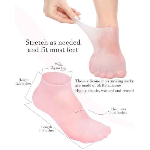 Silicone Moisturizing Socks for Women Dry Cracked Feet, Soft Gel Rubber Socks, Women Foot Care Spa Pedicure Silicone Socks for Cracked Heel and Softening Rough Skin, Calluses (1 Pair)