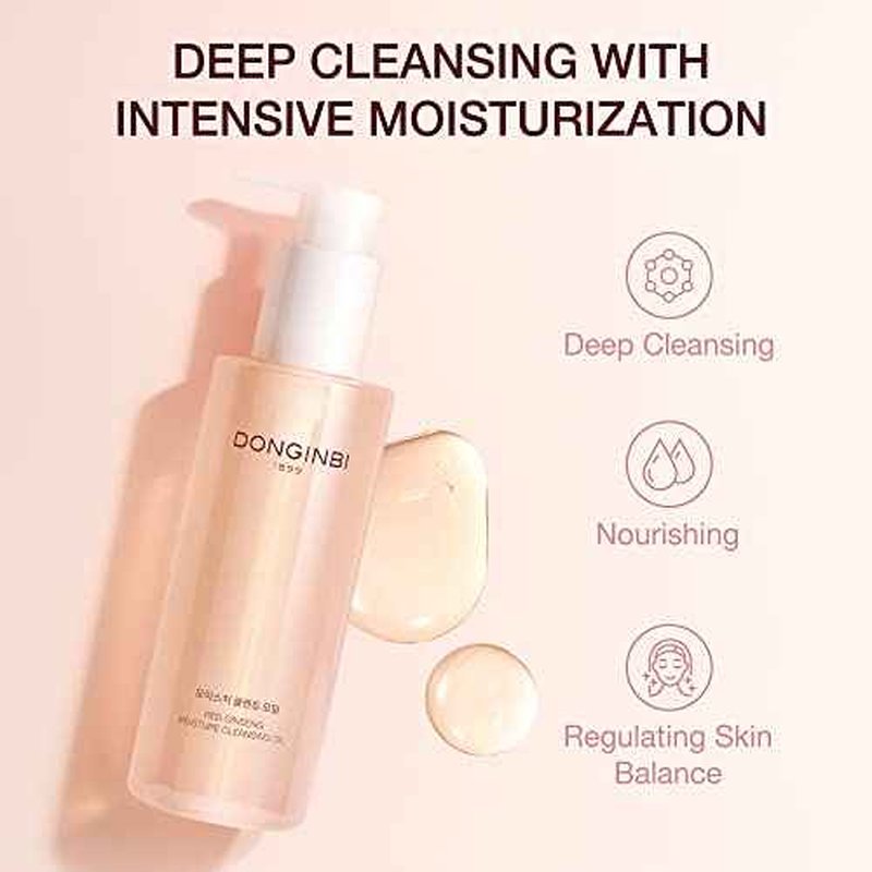 Donginbi Red Ginseng Moisture Cleansing Oil - New Years Gifts for Women, Mild, Non-Greasy, Hypoallergenic Korean Skin Care, Remove Thick Makeup, Face Cleanser with Natural Ingredients 6.7 floz / 200ml