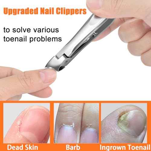 Nail Clippers Men, Toe Nail Clippers for Thick Nails for Seniors, Professional Large Heavy Duty Fingernail Clipper, 16mm Wide Mouth Long Handle Finger Nail Cutter with Glass Nail File Set