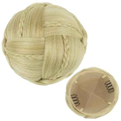 IMISSU Braided Chignon Dancer Hair Cover Donut Hairpieces Scrunchies Women Hair Buns Wig Updo for Wedding Party (M3 Dirty Blonde)