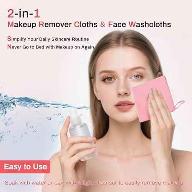Microfiber Makeup Remover Cloth Face Towels Makeup Pads Soft Fingertip Face Wash Cloth Reusable Machine Washable High?Absorbency Quick?Dry Cleansing Facial Towels 12 ¡¿ 12 in 6 Pack??Light Pink