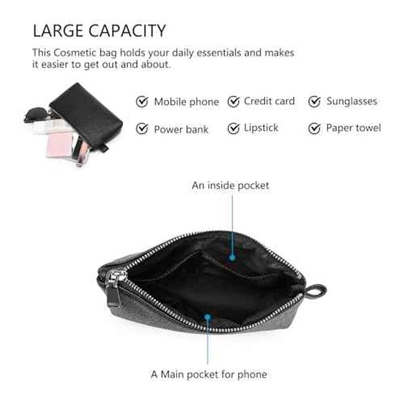 PU Leather Makeup Simple and Convenient Handbag Small Exquisite Storage Bag (Pu/Black)