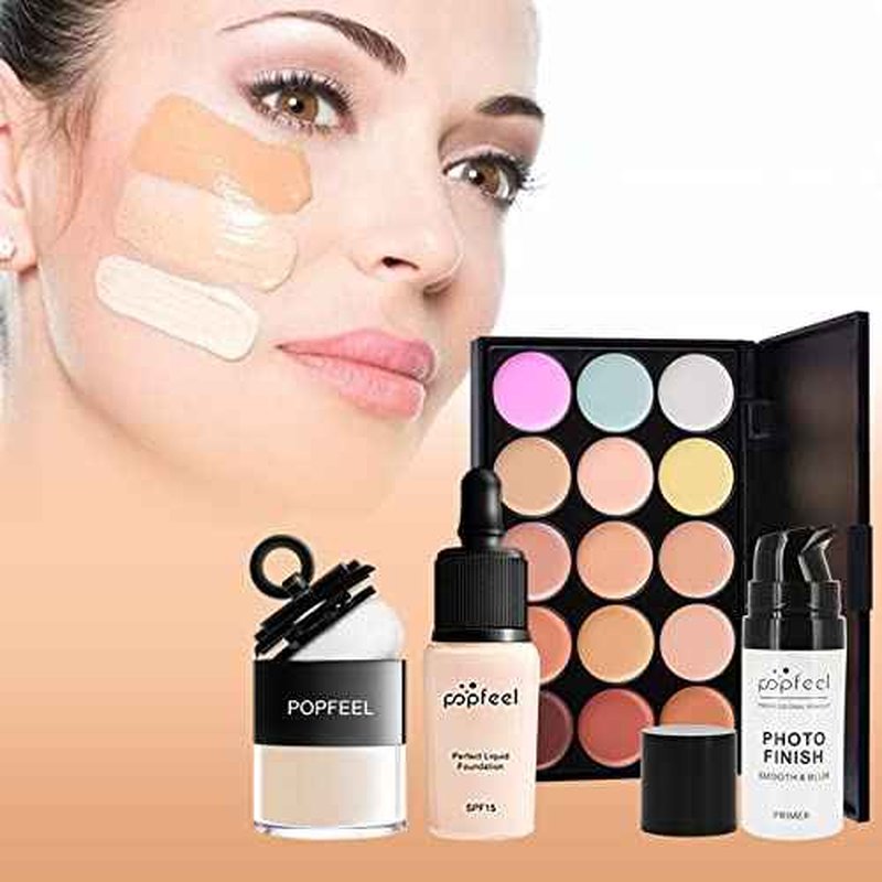 PhantomSky All in One Makeup Set Holiday Box, Essential Starter Bundle Include Eyeshadow Concealer Lipstick Lip Gloss Eyeliner Eyebrow Pencil Lip Balm Face Powder, Full Makeup Kit for Women Girls