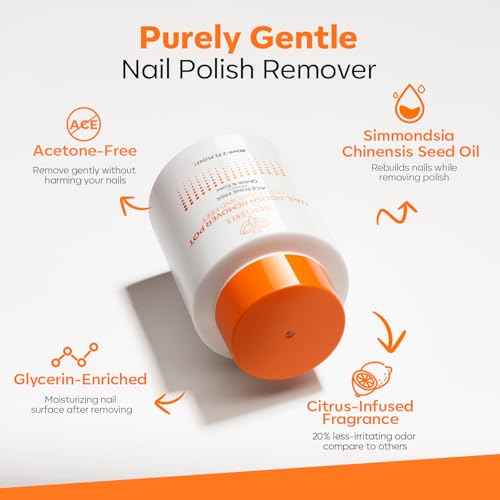 Modelones Acetone-Free Non-Drying Nail Polish Remover Pot with Jojoba Oil and Extra Sponge-Top Lid, Fingernail Polish Removal Gentle Formula for Salon & Home Nail Art 2.71 Fl Oz