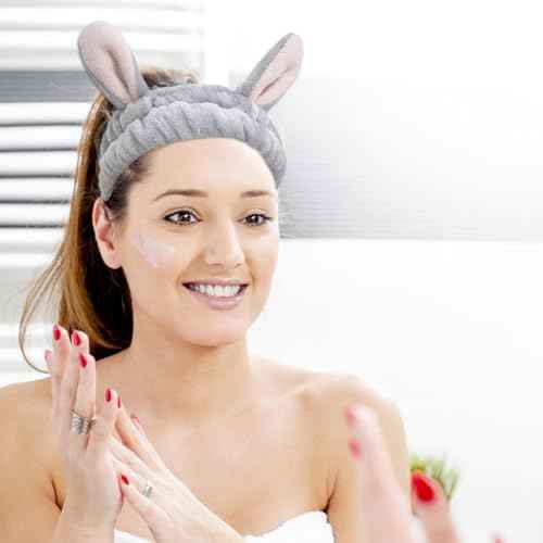 6 Pack Spa Headband, Rabbit Ears Makeup Headband Hair Band, Elastic Bunny Ears Coral Fleece Head Wrap Skincare Headbands for Party Face Washing Beauty Shower Women Girls, Easter Cosplay Costum