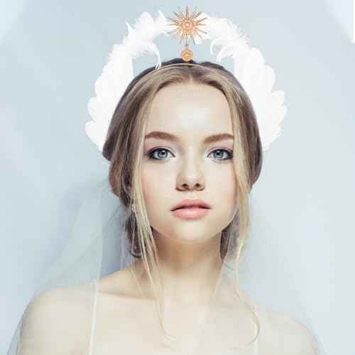 Lurrose Wedding Tiara Angel Wings Headband Christmas Hair Band Elegant Costume Headdress Halloween Party Props for Girls Women Goddess