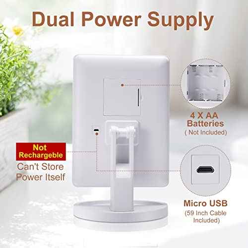 COSMIRROR Lighted Makeup Vanity Mirror with 10X Magnifying Mirror, 21 LED Lighted Mirror with Touch Sensor Dimming, 180¡ÆAdjustable Rotation, Dual Power Supply, Portable Cosmetic Mirror (White)