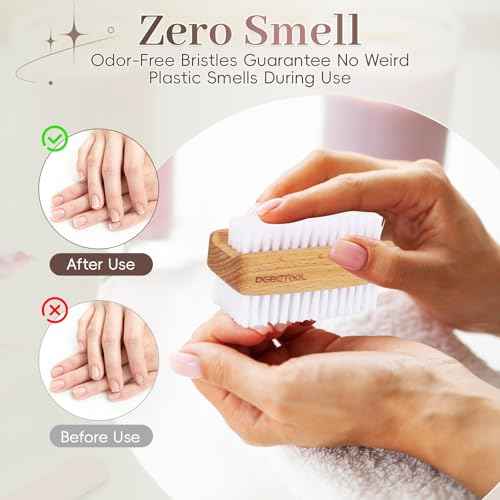 2-Pack Fingernail Brush - Wooden Nail Brush for Cleaning Fingernails, Two Side Bristle Hand Nail Scrubber for Cleaning Tough Grime, Gardening & Manicure