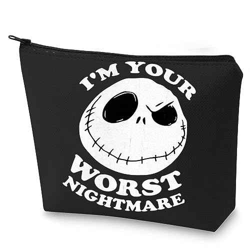 WZMPA Funny Jack Cosmetic Bag Jack Fans Gifts I'm Your Worst Nightmare Makeup Zipper Pouch Bag Horror Fairy Tales Merchandise (Worst Nightmare -BL)