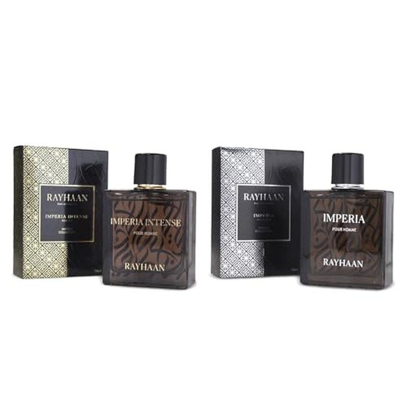 RAYHAAN 2-Piece Fragrance Bundle for Men, (3.4 Oz Imperia Eau De Parfum Spray + 3.4 Oz Imperia Intense Eau De Parfum Spray)