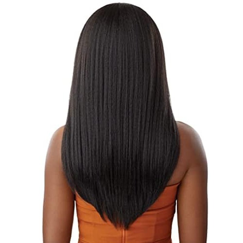 Outre - 5X5 Lace Closure Wig - Human Hair Blend - Kinky Straight 24" (OFF BLACK 1B)
