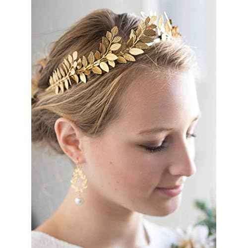Sither Bridal Gold Leaf Crown Headband Olive Leaves Tiara Headpiece for Wedding Party Prom Halloween Festival Hair Accessories (gold)
