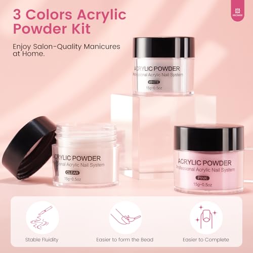 Practice Hand for Acrylic Nails Kit: Silicone Hand for Nail Practice with Nail Kit for Beginners - Bendable Training Fake Hand Manicure Acrylic Powder Set for Salon Home