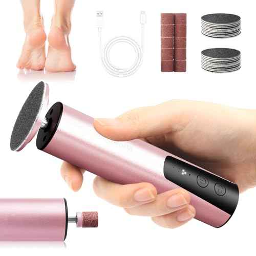 Electric Foot Callus Remover, 2 in 1 | 6 Speed Adjustable Foot File Nail Grinder with Sandpaper Disks, Professional Pedicure Tool for Feet Dead Skin, Self Care Gifts for Women Mom Lover Friends (Pink)