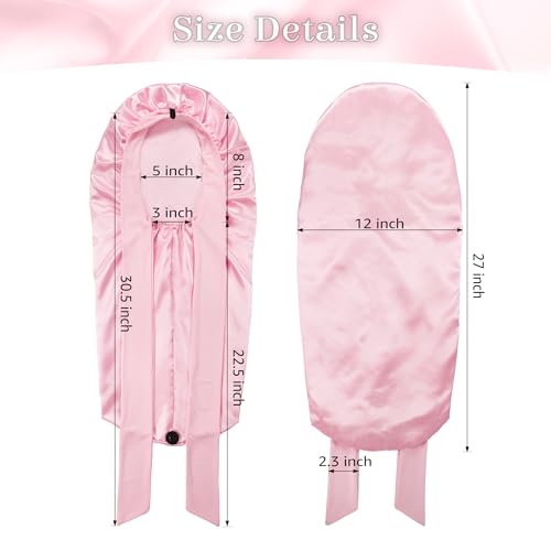 ROYBENS Long Bonnet Satin Hair Silk Bonnet for Sleeping Women, Silky Bonnets for Women with Tie Band, Sleep Cap for Braids Curly Hair