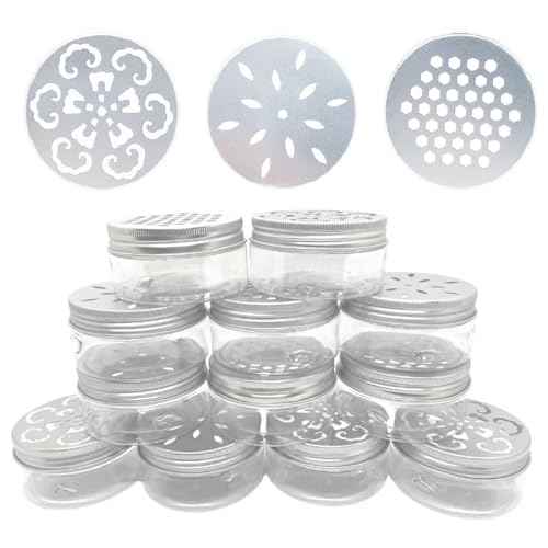 12 pcs 3 Styles Air Freshener Solid Perfume Aroma Diffuser Empty Storage Containers with Hollow Lids 80ml 2.7 OZ Screw Lid Round Jars Sample for Aromatherapy (12)