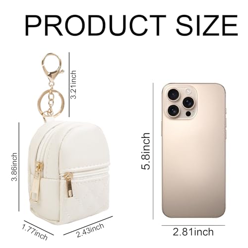 4Pcs Mini Backpack Keychain,Cute Cosmetic Bag for Women Christmas Gifts,PU Leather Makeup Bag Key Pocket Lipstick Bag Card Holder Data Cable Organizer Zipper Pouch (black beige pink gray)