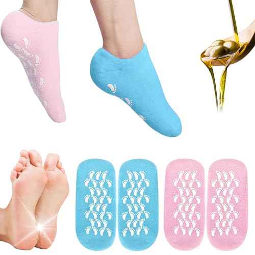 2Pairs Moisturizing Socks - Silicone Socks for Dry Cracked Feet Women - Gel Socks for Dry Cracked Feet Women - Lotion Socks for Repairing and Softening Dry Cracked Feet Skins