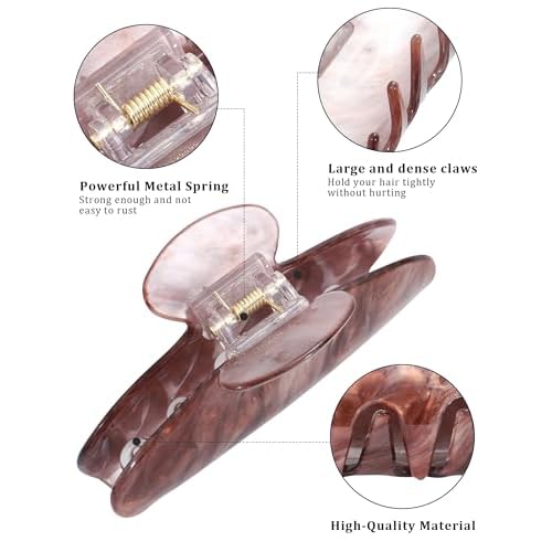 4Pcs Large Acrylic Hair Claw Clips - Strong Hold Thick Hair Banana Barrettes for Women Girls (Hair Clips, Banana