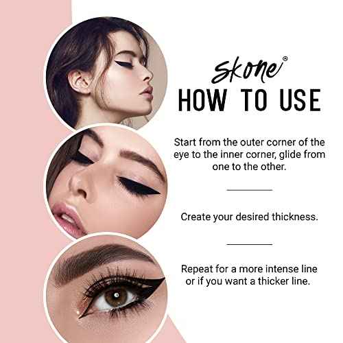 Skone Waterproof Liquid Eyeliner - Long Lasting & Smudge Proof - Insanely Intense Tattooed Eyeliner Pen with Felt Tip Applicator - Jet Black (0.07oz)
