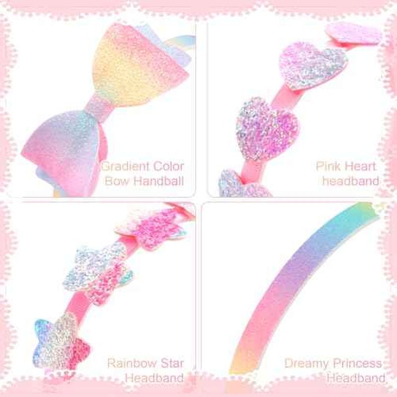 CAVETEE Headband for Girls, 8 PCS Sparkly Cute Toddler Headband Glitter Hair Bands Non Slip Bow Hair Accessories for Girls