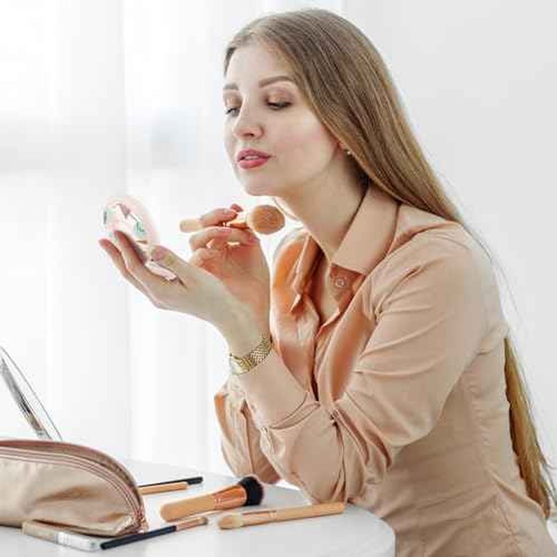 Mini Hairbrush, Collapsible Pocket Hairbrush with Mirror, Portable Hairbrush, Women Travel Small Hairbrush.Autumn Leaves