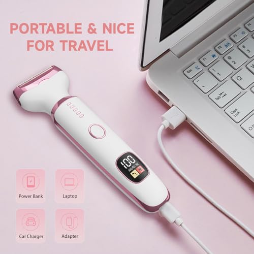 Electric Razor Shavers for Women 5 in 1 Electric Shaver for Women,Cordless Replaceable Facial Eyebrow Razors & Nose Hair Trimmer, Wet Dry Bikini Trimmer Pubic Hair Removal Gifts for Womens 3028A White