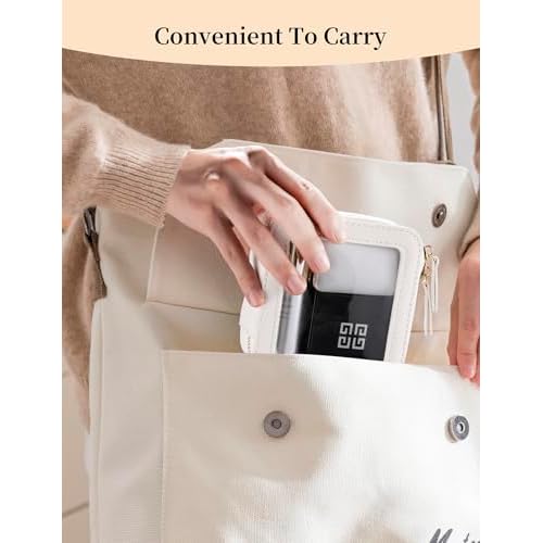 Mini Makeup Bag for Purse | Clear Travel Leather Toiletry Bag with Zipper | Car Organizer Bag | Small Waterproof Cosmetic Organizer Case for On-the-Go Essentials£¨White£©