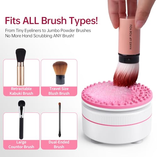 Norate Makeup Brush Cleaner, IPX7 Waterproof Electric Makeup Brush Cleaner Machine, Deep Cleaning Makeup Brushes, Stocking Stuffers Christmas Gifts for Women Mom Teen Girls