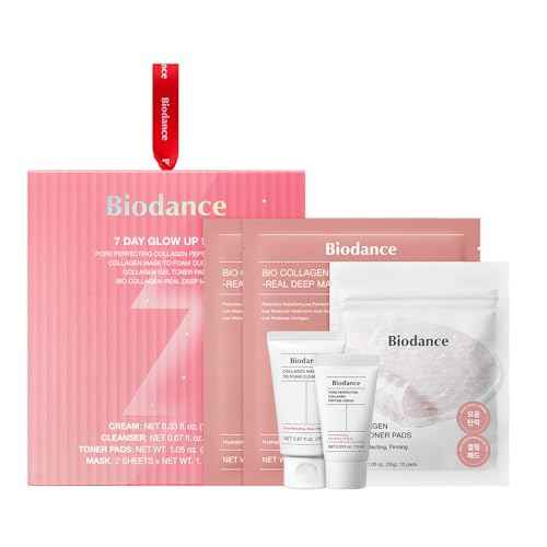 BIODANCE 7 Day Glow Up Kit: Holiday Collagen Gift Set for Glass-Skin, Christmas Gift, Stocking Stuffers for teen girls, Korean Skincare with Mask to Foam Cleanser, Toner Pads, Moisturizer, Gel Masks