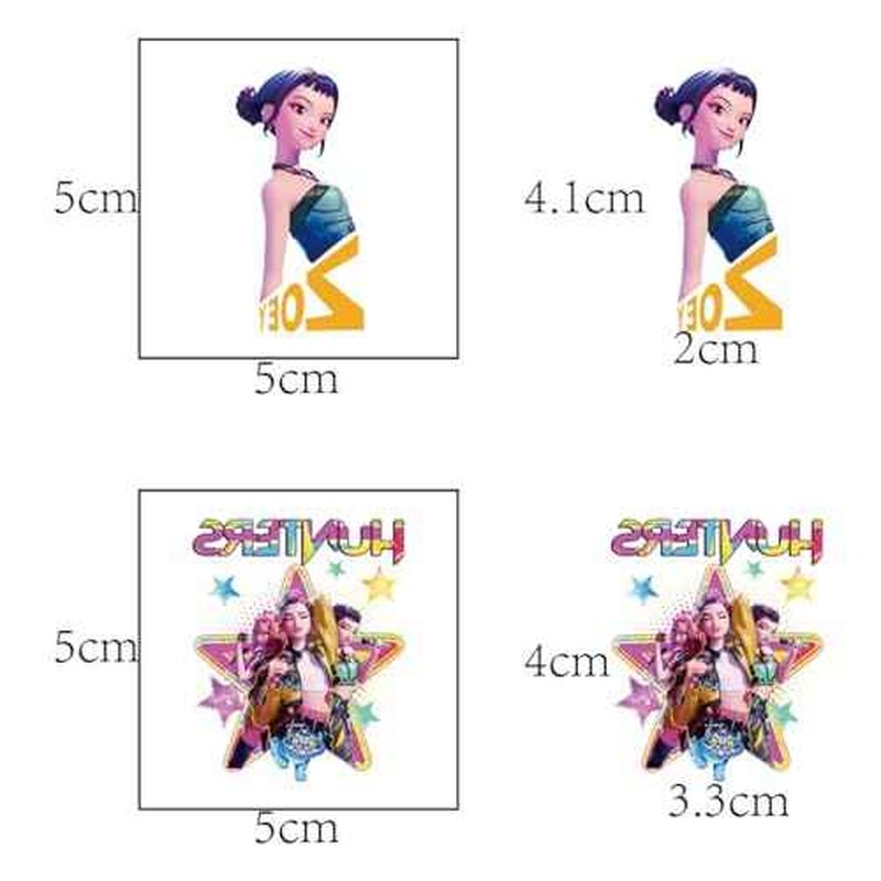 Demon Movie Hunters Sticker 20PCS Cartoon Movie Temporary Tattoos Stickers for Kids Temporary Tattoos Stickers Cute Birthday Themed Party Supplies Decoration Favors Cartoon Sticker for Kids Teens