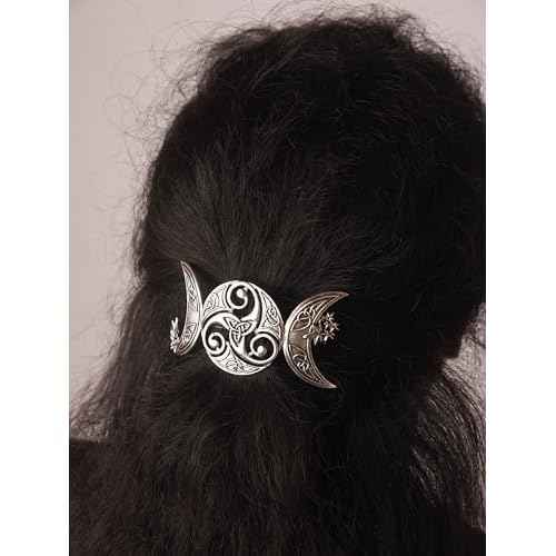 HAQUIL Triple Moon Celtic Knot Hair Clip Vintage Hollow Moon Hair Clip Barrette Jewelry for Women