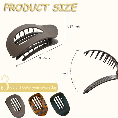 Flat Claw Clips for Women, Large Duckbill French Hair Clips, 6 Pack Non-Slip Matte Hair Accessories for Thick & Thin Hair