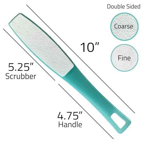 1 ALAZCO Double Sided Foot File Pumice Ergonomic Handle Scrubber Immediate Result Smooth Feet Heel Scraper Exfoliate Buffer Dead Skin Callus Corn Emery Fine & Coarse Pedicure Tool
