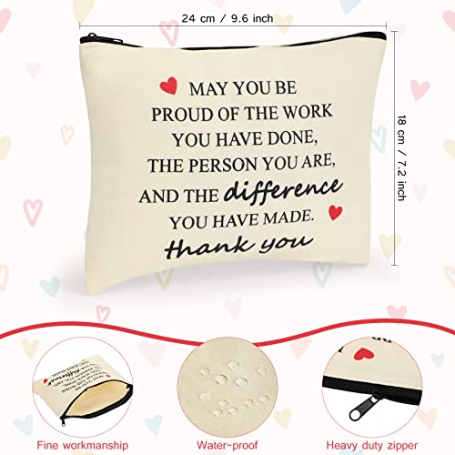 Coume 12 Pcs Thank You Gifts for Women Makeup Bag Inspirational Employee Appreciation Gift for Teacher Coworkers Nurse Social Worker Caregiver Volunteer Canvas Cosmetic Bag for Birthday(Inspiring)