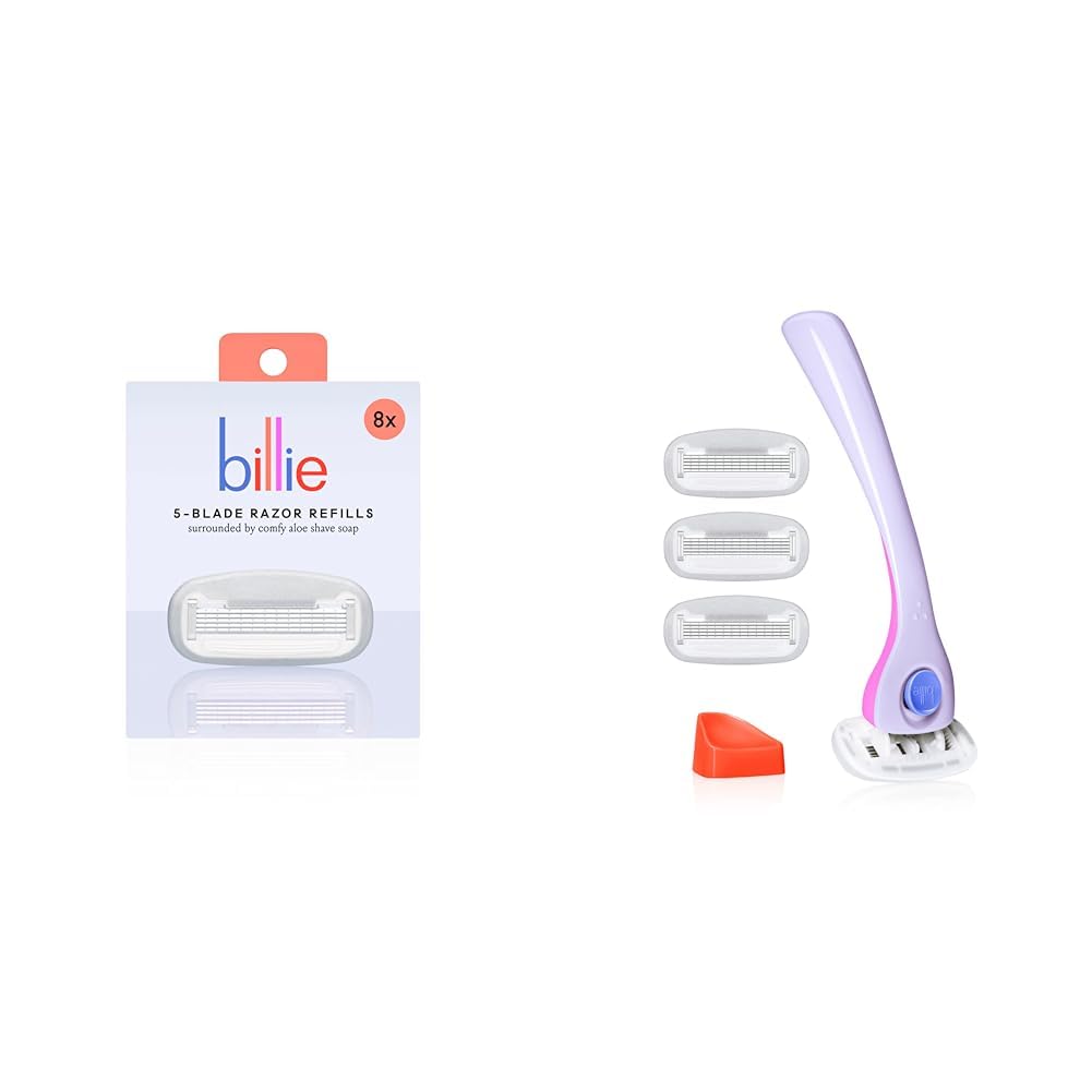 Billie Women's Razor Refill Blades - 5-Blade Cartridges with Magnetic Holder | 8 Count Shave Kit