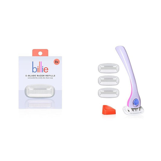 Billie Women's Razor Refill Blades - 5-Blade Cartridges with Magnetic Holder | 8 Count Shave Kit