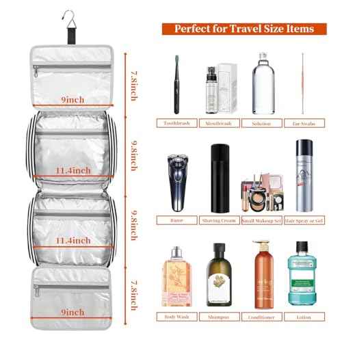 Bosidu Hanging Travel Toiletry Bag,Large Capacity Cosmetic Travel Toiletry Organizer for Women with 4 Compartments & 1 Sturdy Hook,Perfect for Travel/Daily Use/Christmas