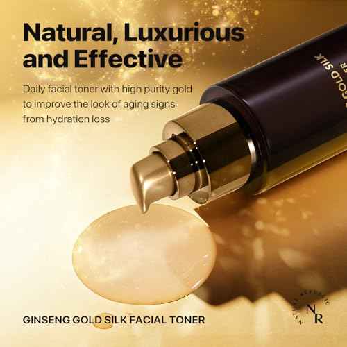 Nature Republic Ginseng Gold Silk Facial Toner, Hydrating Glow Toner, Niacinamide & Silk Amino Acid, Royal Jelly Extract, Holiday Gifts, Korean Skin Care for All Skin Types 130 ml / 4.39 Fl. oz.