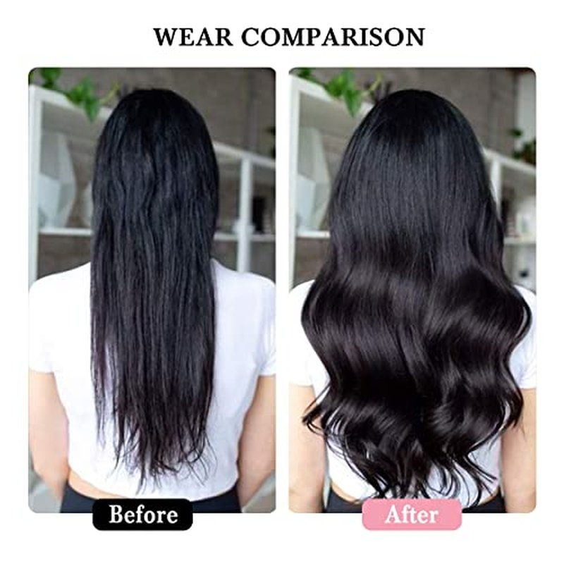 Clip in Hair Extensions Real Human Hair Jet Black for Women Invisible Natural Straight Seamless Clip in Hair Extensions Human Hair 8pcs Double Weft 2.8oz/70g (#1 Jet Black, 20 Inch)