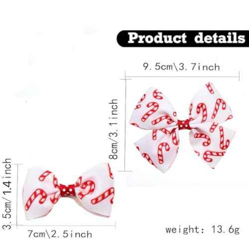 Christmas Candy Cane Print Ribbon Hair Bow Clips Barrettes Alligator Hairpins for Girls, Teens, Toddlers, Kids, Women Candy Cane Decorations Accessories Xmas Holiday Gift (O)