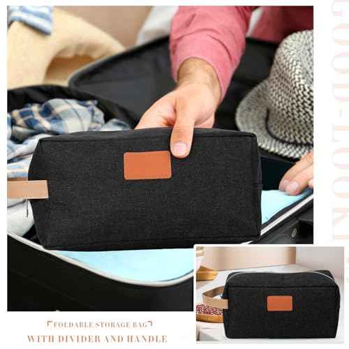 Paterr 8 Pieces Groomsmen Gift Bags Toiletry Bag for Men Hanging Travel Toiletry Bag Water Resistant Shaving Bag Portable Storage Bags Christmas Gifts(Black)