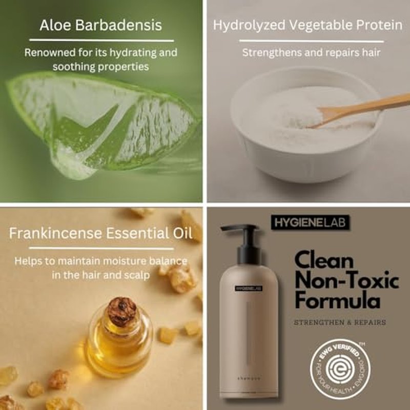 HygieneLab Shampoo - EWG Verified Non-Toxic Formula, Fragrance-Free & Paraben-Free, Gentle Cleanse for All Hair Types, Premium Quality(16.9 fl oz)
