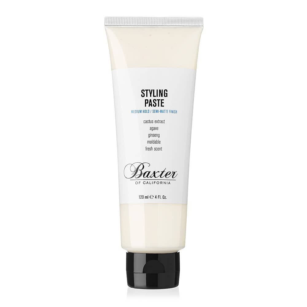Baxter of California Styling Paste for Men, Medium Hold & Semi-Matte Finish, Hair Styling Cream with Cactus Extract, Agave & Ginseng, Frizz Control & Flexible Texture, 4 Fl Oz