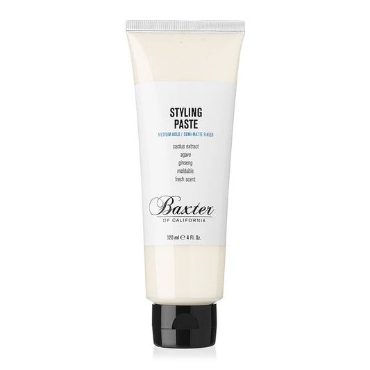 Baxter of California Styling Paste for Men, Medium Hold & Semi-Matte Finish, Hair Styling Cream with Cactus Extract, Agave & Ginseng, Frizz Control & Flexible Texture, 4 Fl Oz