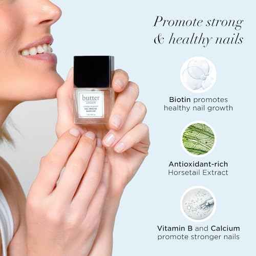 butter LONDON Base Coat Nail Polish, Horse Power - Nail Rescue Basecoat Helps Restore & Repair Damaged Nails - Nail Strengthener Helps Nail Growth & Prevent Staining - Cruelty & Gluten Free Nail Care