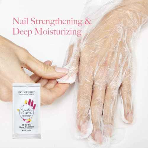 Bodipure All-In-1 Moisturizing Hand Mask, Keratin & Vitamin E Hand Mask for Dry Cracked Hands, Natural Moisturizing Gloves Formula, Strengthen Nails & Repair Hands 50 Pairs