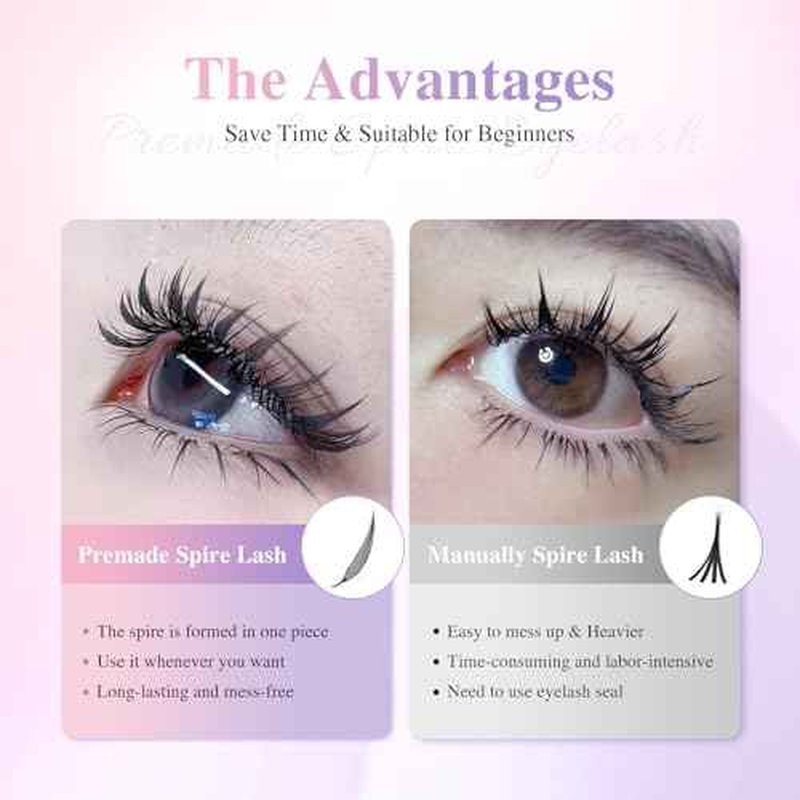 NAGARAKU Premade Spire Eyelash Extensions Air Series Feather Shape Manga Anime Individual Lashes Volume Soft Black Flat Root Spikes Fans Eyelashes DIY Clusters Lash Salon -0.07 C Curl 8-15mm Mix