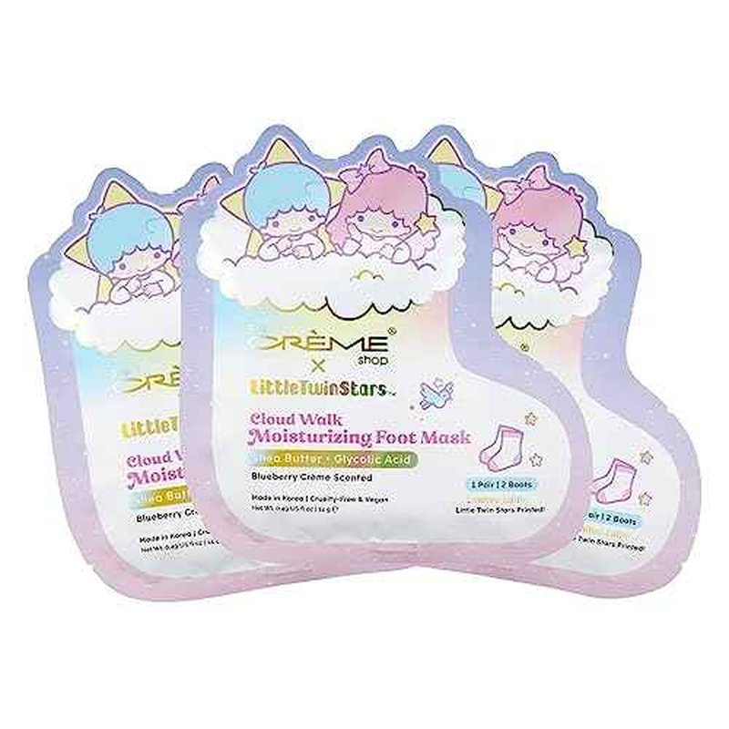 The Cr?me Shop Little Twin Stars Cloud Walk Foot Masks with Shea Butter Glycolic Acid for Silky Smooth Feet Blueberry Cr?me Scent Helps Deodorize Soften Skin