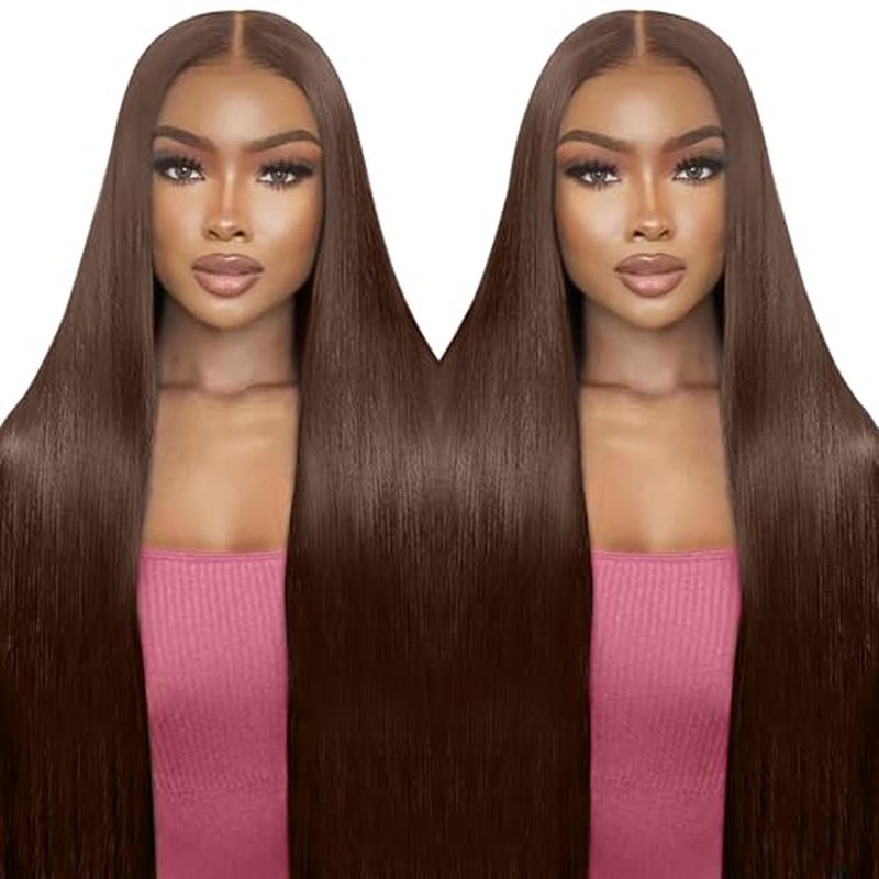 Chocolate Brown Lace Front Wigs Human Hair Pre Plucked 26 Inch Dark Brown Wear And Go Glueless Wig 9x6 Straight Wig Human Hair 220% Density Colored #4 Brown Glueless Hd Lace Frontal Wigs For Women